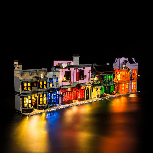 Light kit for LEGO set 75978 Diagon Alley front side view