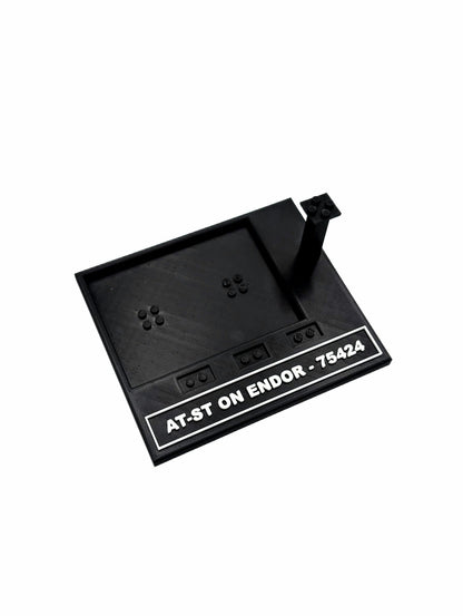 Black display stand for LEGO® Star Wars AT-ST Attack on Endor 75424, alternate view